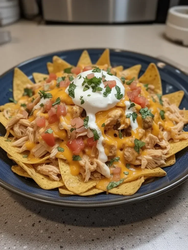 Crockpot Creamy Chicken Nachos