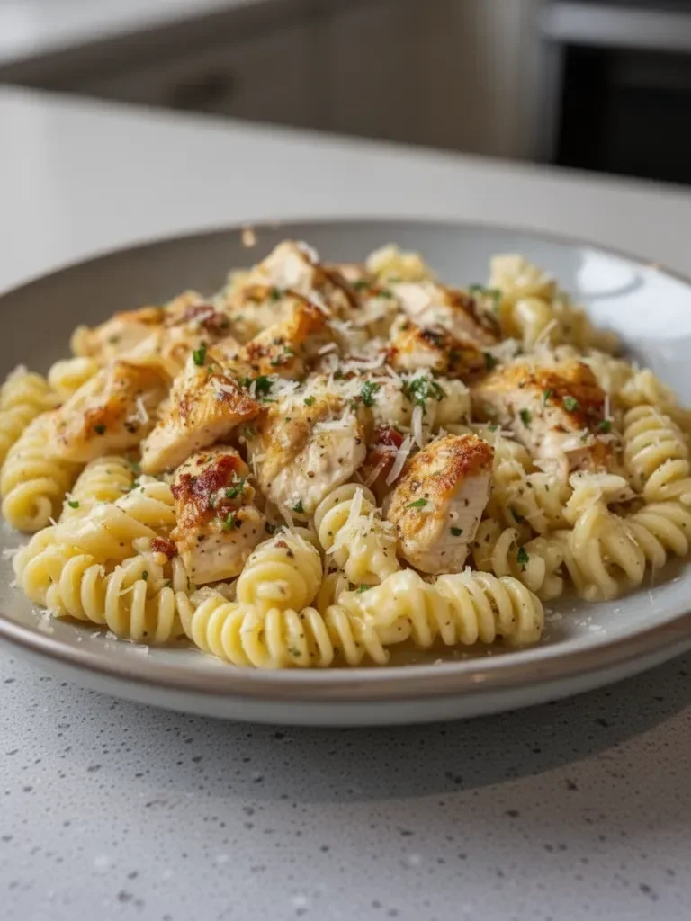 Crockpot Garlic Parmesan Chicken Pasta