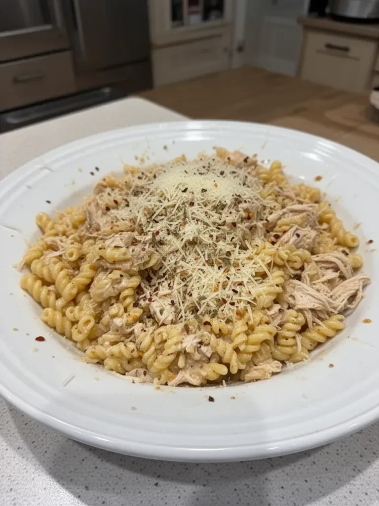Crockpot Garlic Parmesan Chicken Pasta (Viral TikTok Recipe)