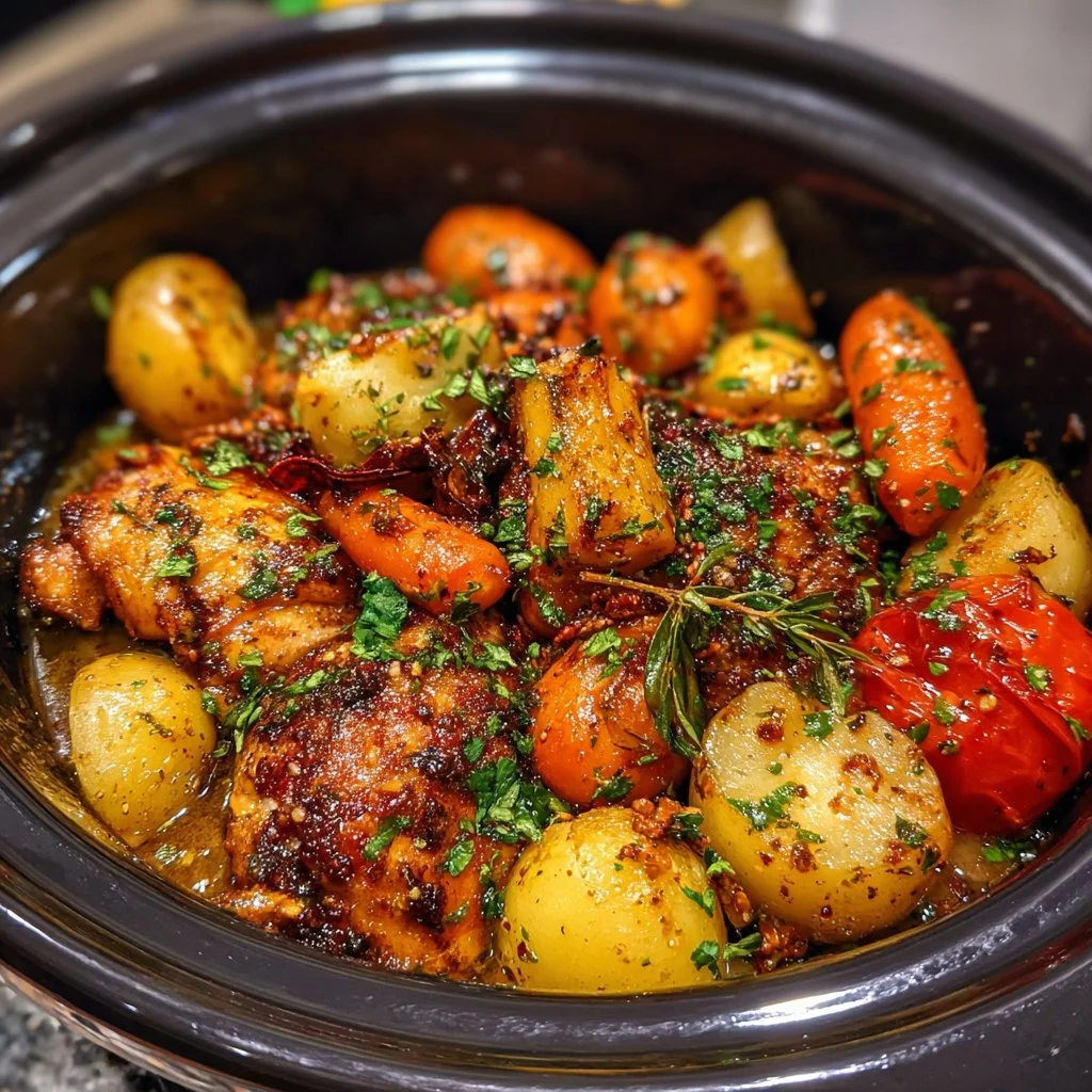 Delicious Dump and Go Crockpot Marry Me Chicken served on a plate