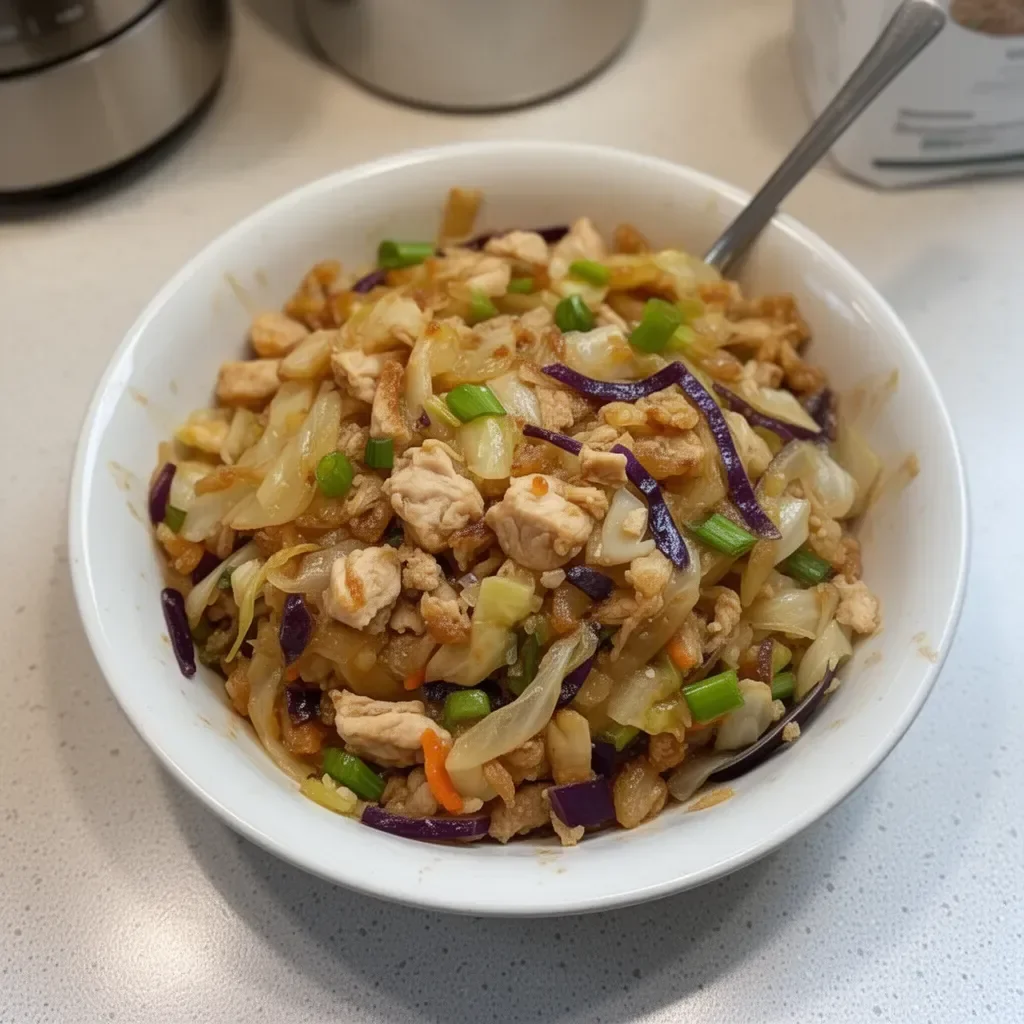 Delicious homemade Egg Roll Bowls with fresh vegetables and protein