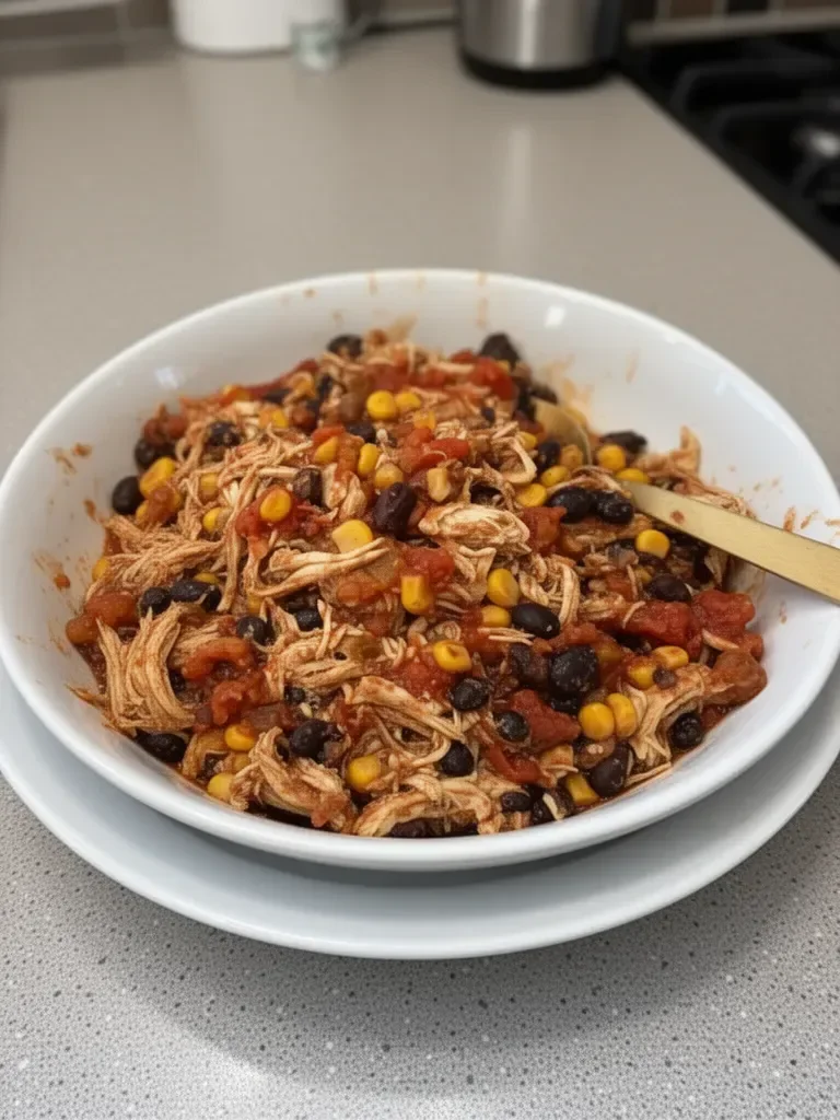 Five Ingredient Tex Mex Crockpot Chicken | Easy Meal Prep Dinner