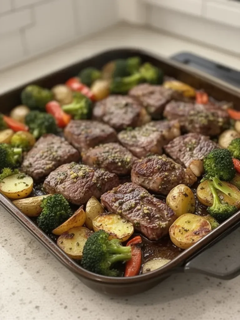 Garlic Butter Steak & Veggies Sheet Pan Recipe