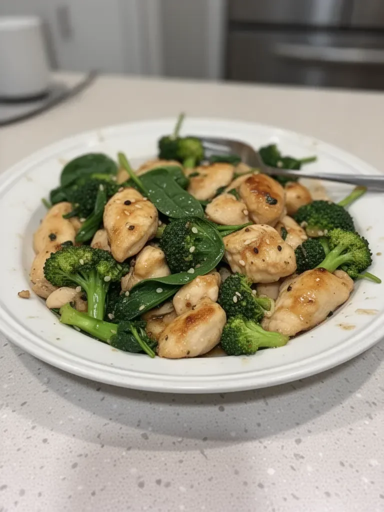 Garlic Chicken with Broccoli and Spinach