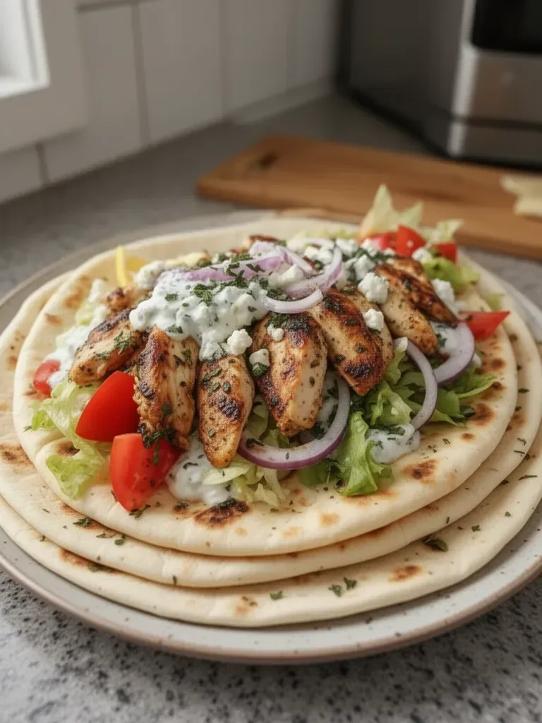 Greek Chicken Gyros with Lemon-Herb Marinade