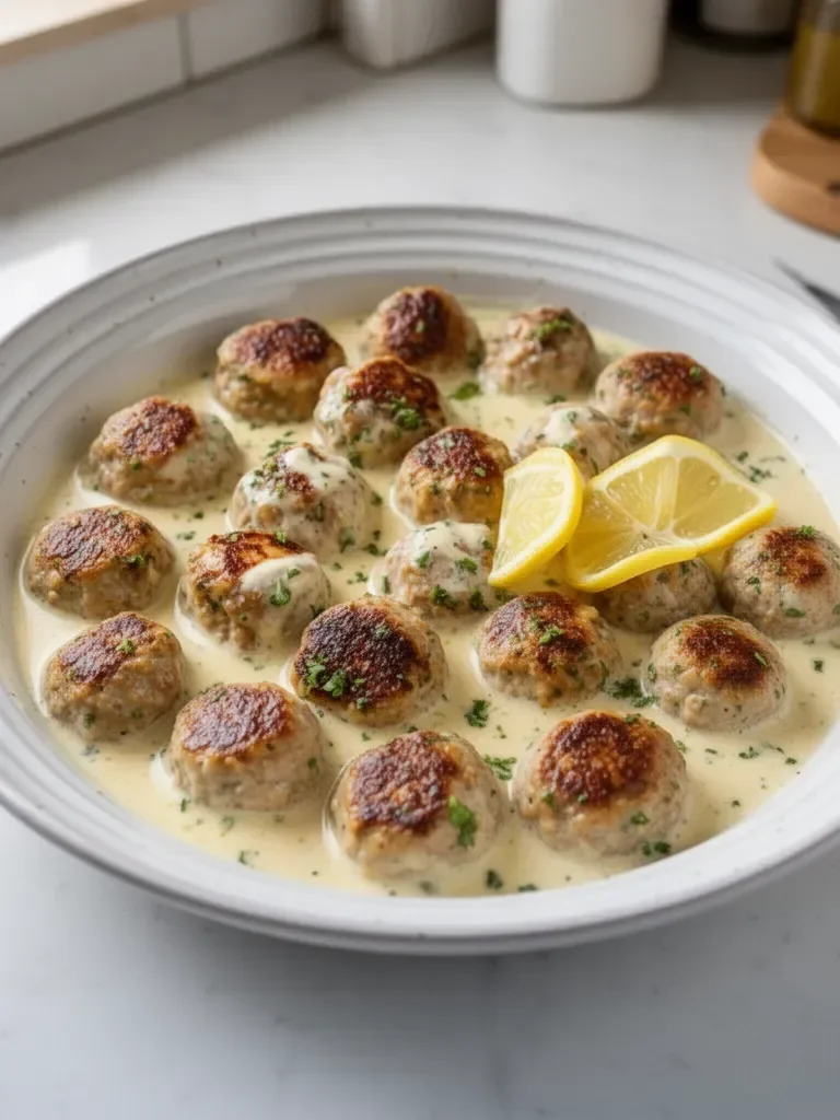 Greek Chicken Meatballs in Lemon Cream Sauce Recipe