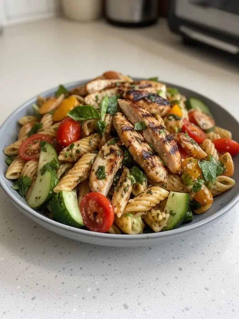 Grilled Chicken Pasta Salad with Balsamic Vinaigrette – Easy Recipe