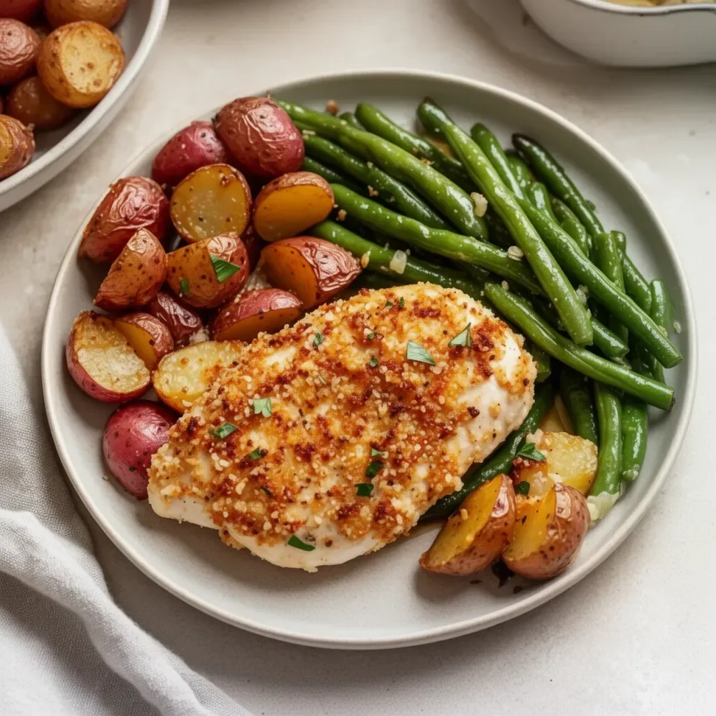 Healthy Chicken Parmesan recipe with fresh vegetables