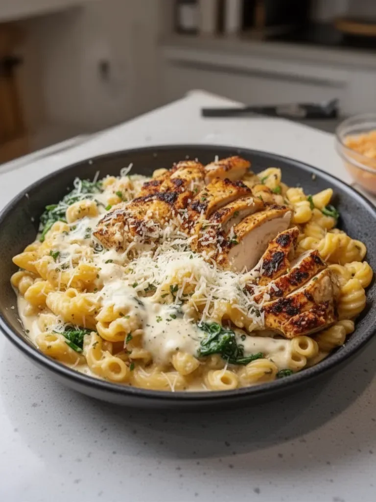 High Protein Garlic Parmesan Pasta Bowls (384 Cal + 36g Protein)