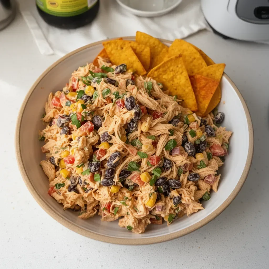 High-Protein Southwest Chicken Salad with fresh vegetables and grilled chicken