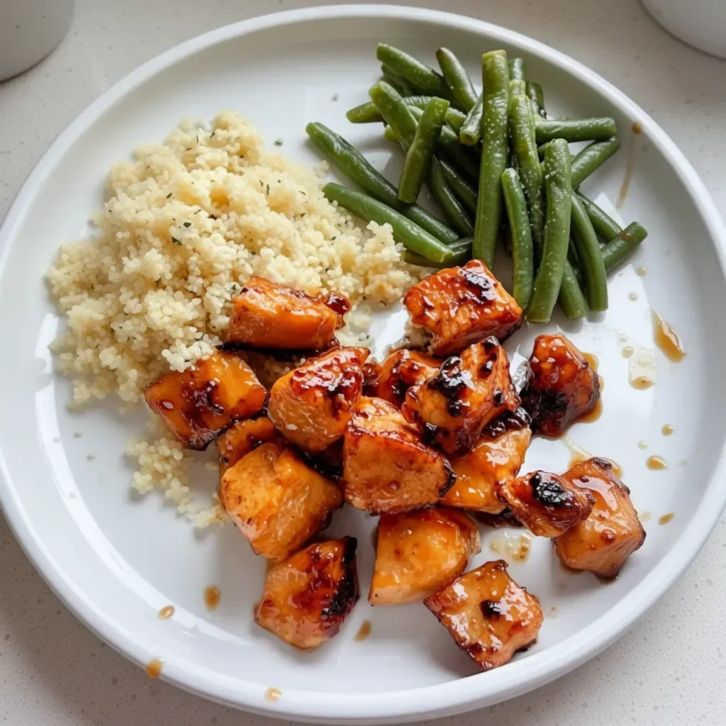 Deliciously glazed Honey Garlic Chicken served with vegetables