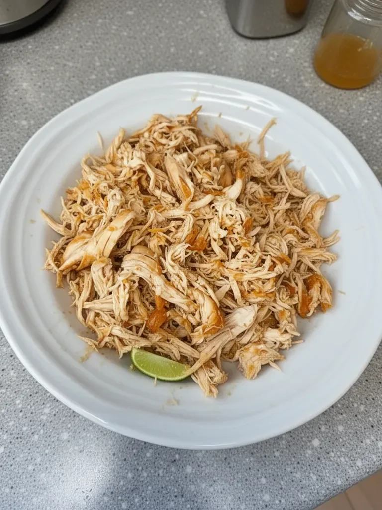 Honey lime shredded chicken platter with fresh ingredients
