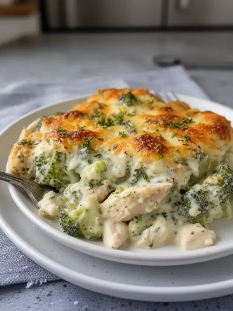 Keto Chicken Alfredo Broccoli Bake