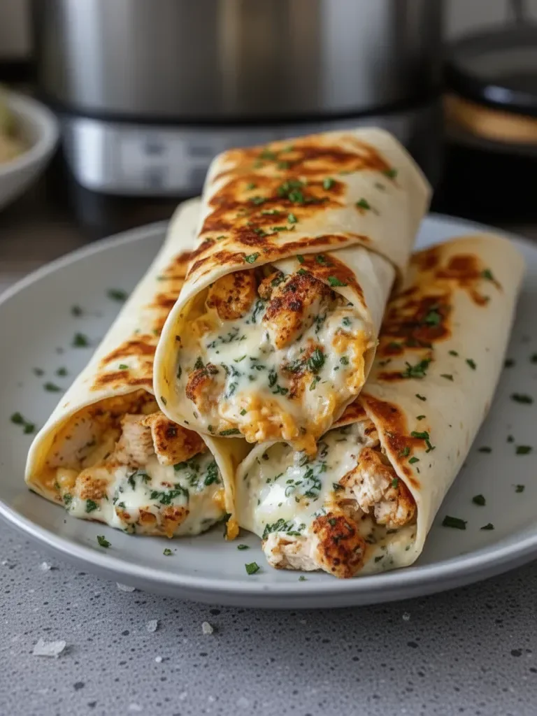 Low Carb Cheesy Garlic Chicken Wraps
