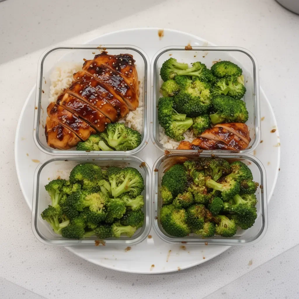 Delicious meal prep teriyaki chicken bowls with rice and vegetables