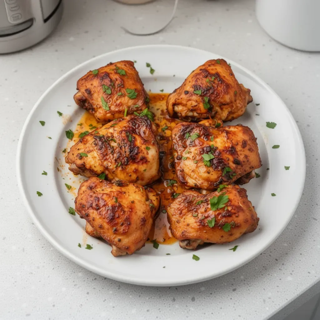 Delicious Old Bay Chicken Thighs ready to serve for dinner