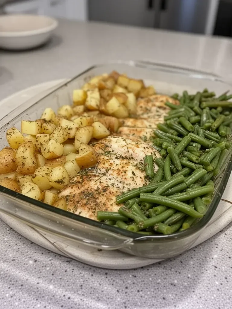 One-Pan Baked Chicken, Potatoes and Green Beans