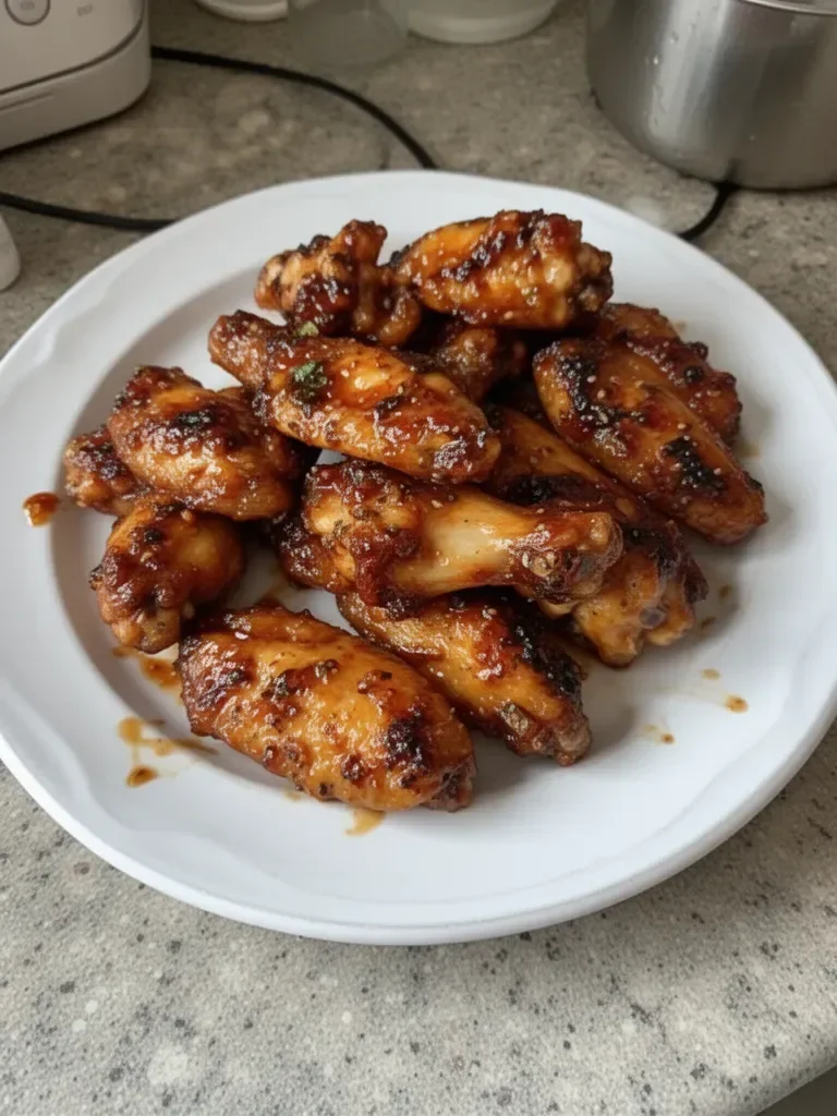 Delicious pineapple-teriyaki chicken wings served on a platter