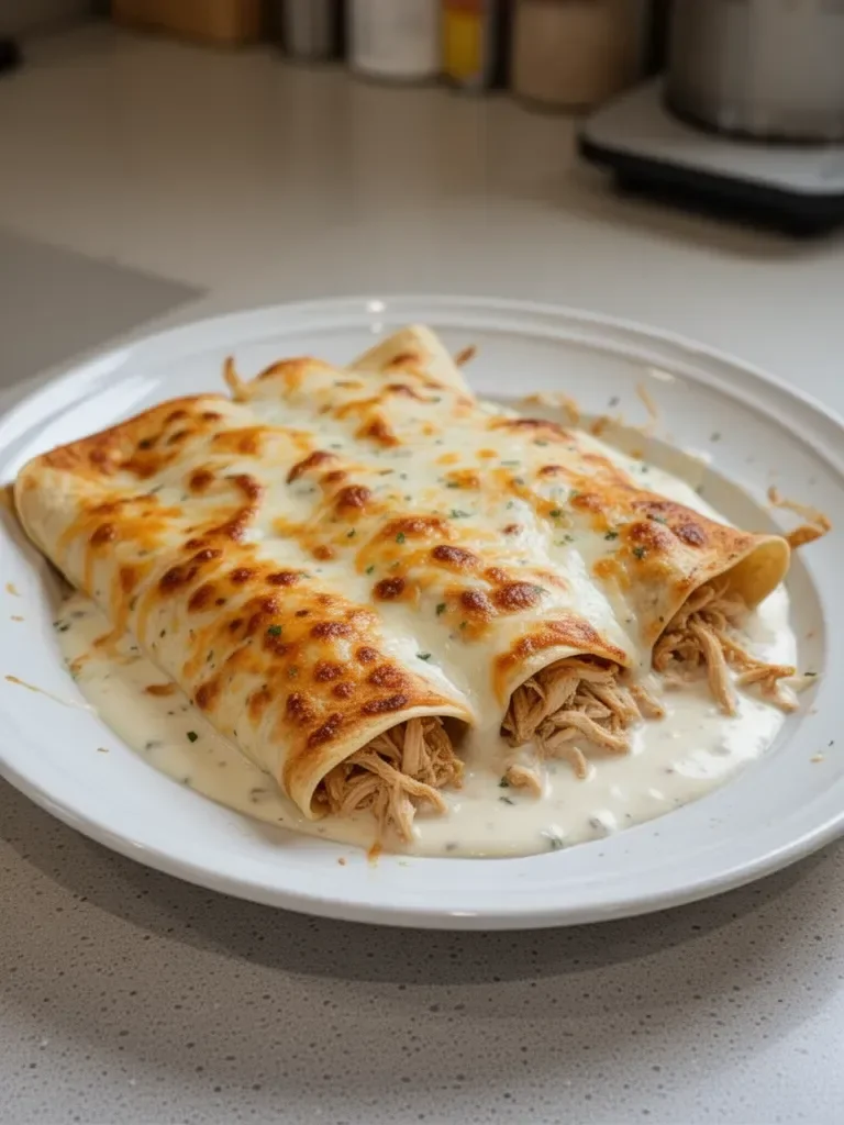 38g Protein Chicken Enchiladas with Dreamy White Sauce