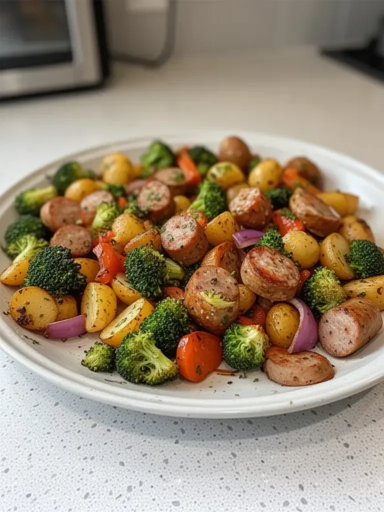 Roasted Veggie and Chicken Sausage Sheet