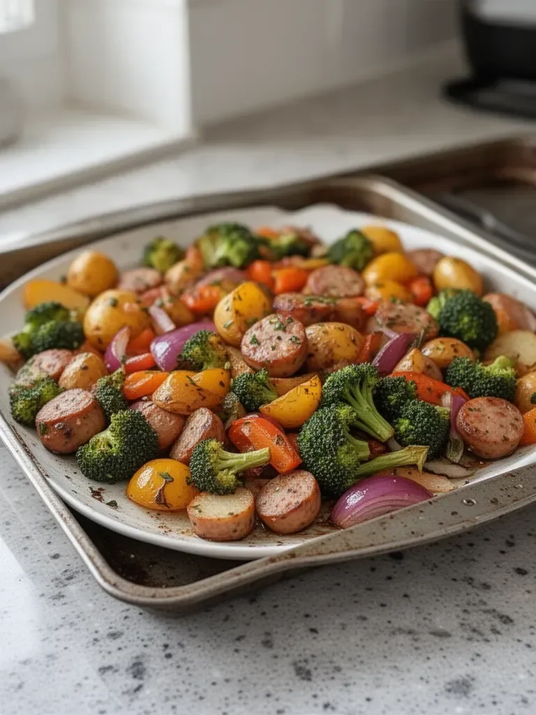 Roasted Veggie and Chicken Sausage Sheet Pan Dinner