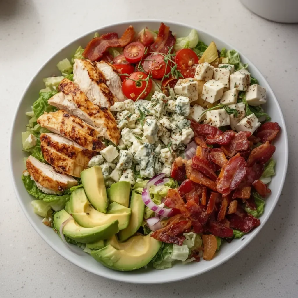 Savory BLT chicken salad with bacon, chicken, and fresh vegetables