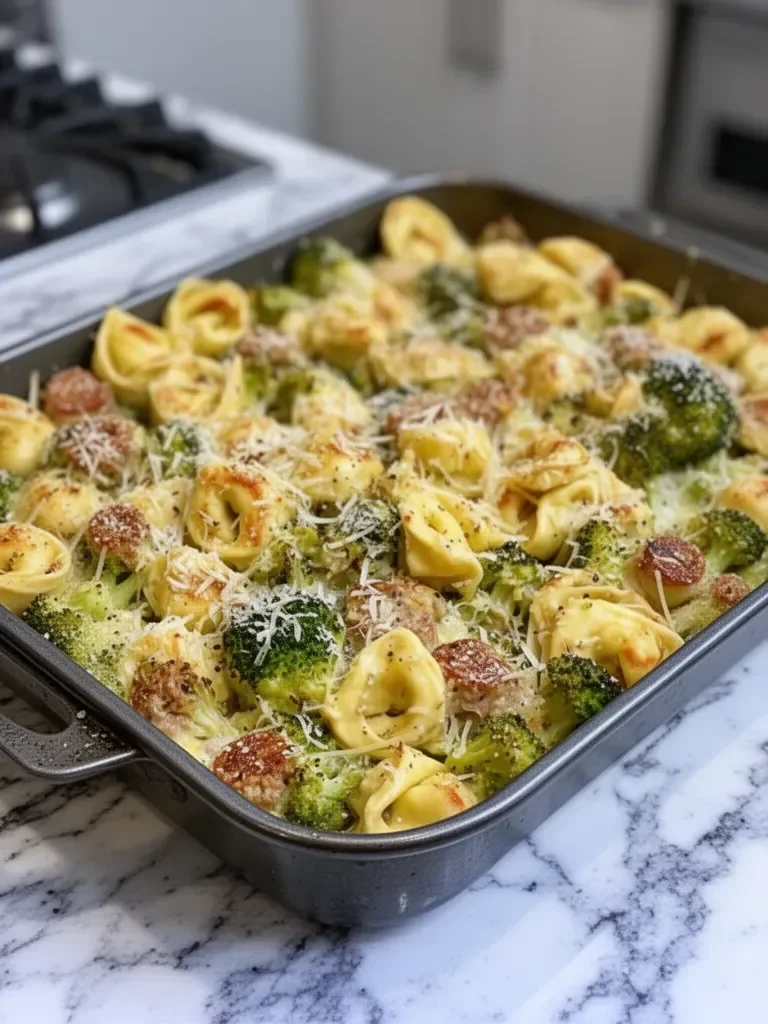 Sheet Pan Broccoli Tortellini Bake