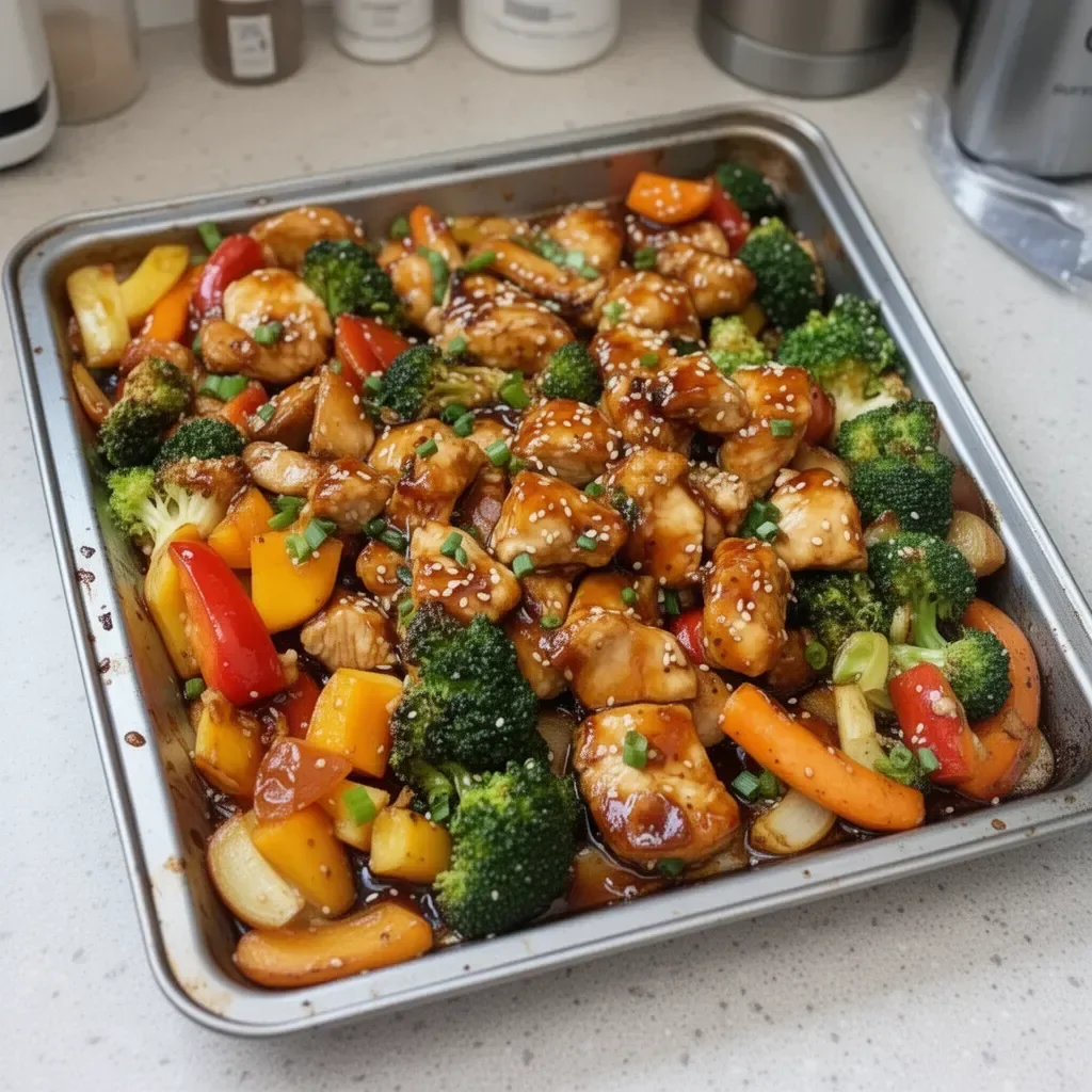 Sheet Pan Teriyaki Chicken with colorful veggies for a healthy meal