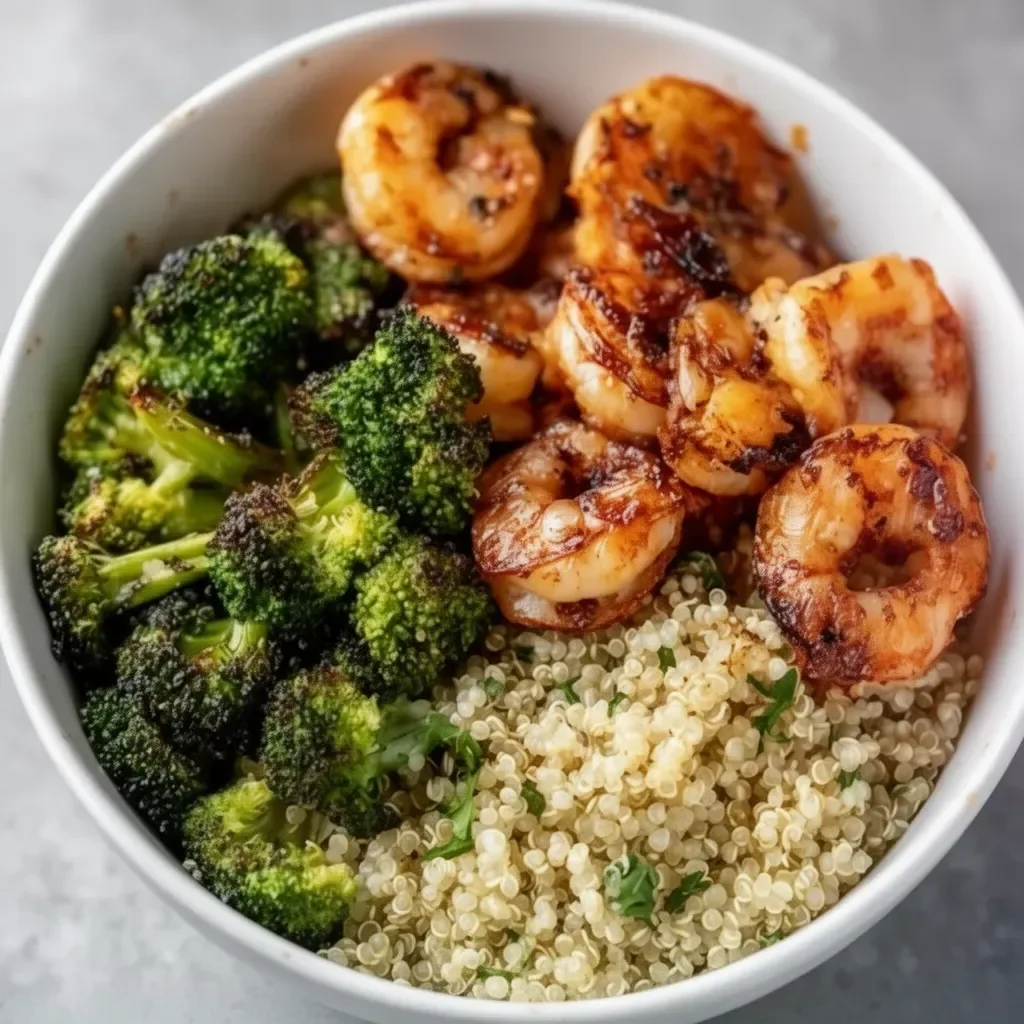 Healthy Shrimp Quinoa Bowl with vibrant ingredients and flavors