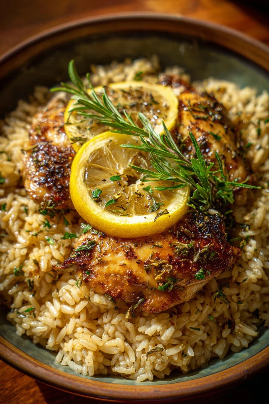 Slow Cooker Lemon Herb Chicken and Rice