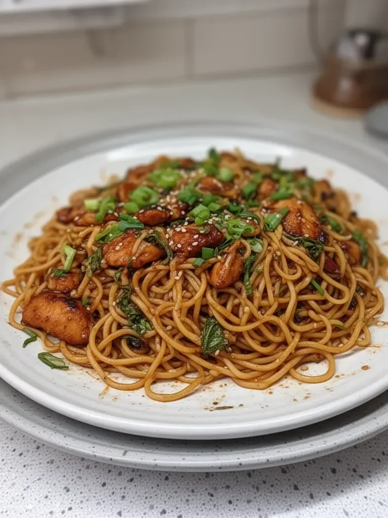 Sticky Garlic Chicken Noodles