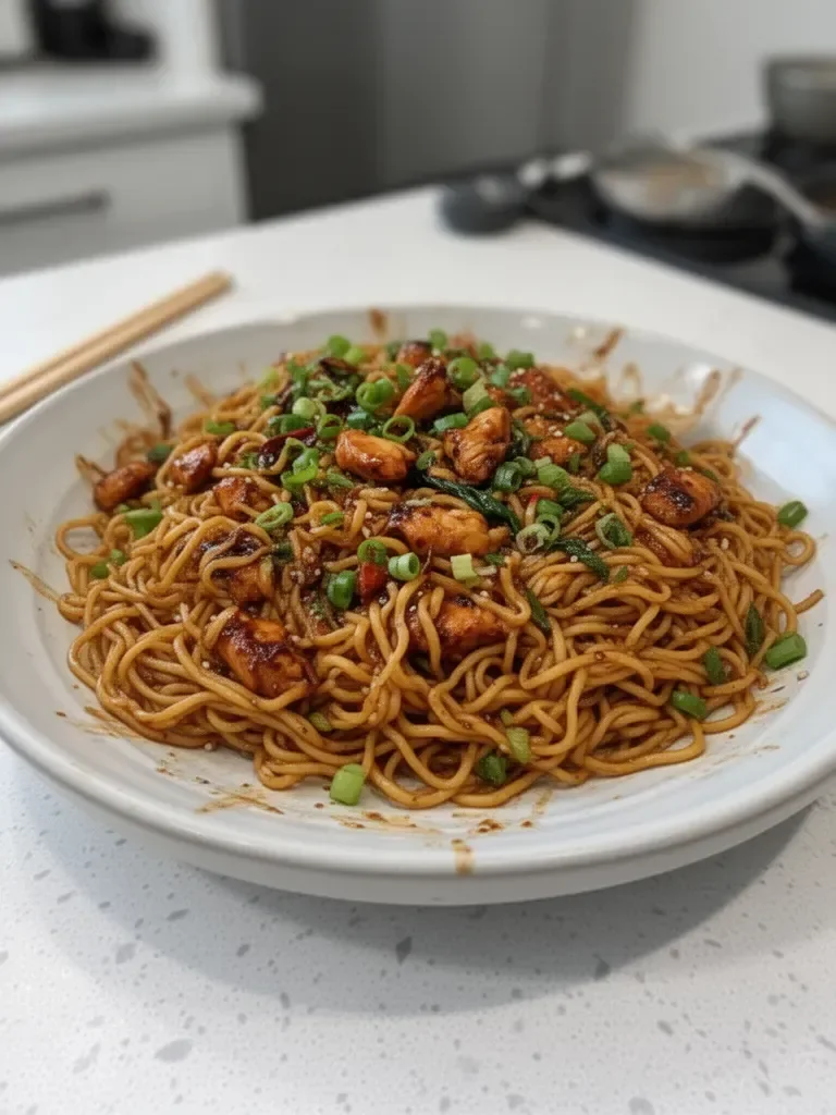 Sticky Garlic Chicken Noodles
