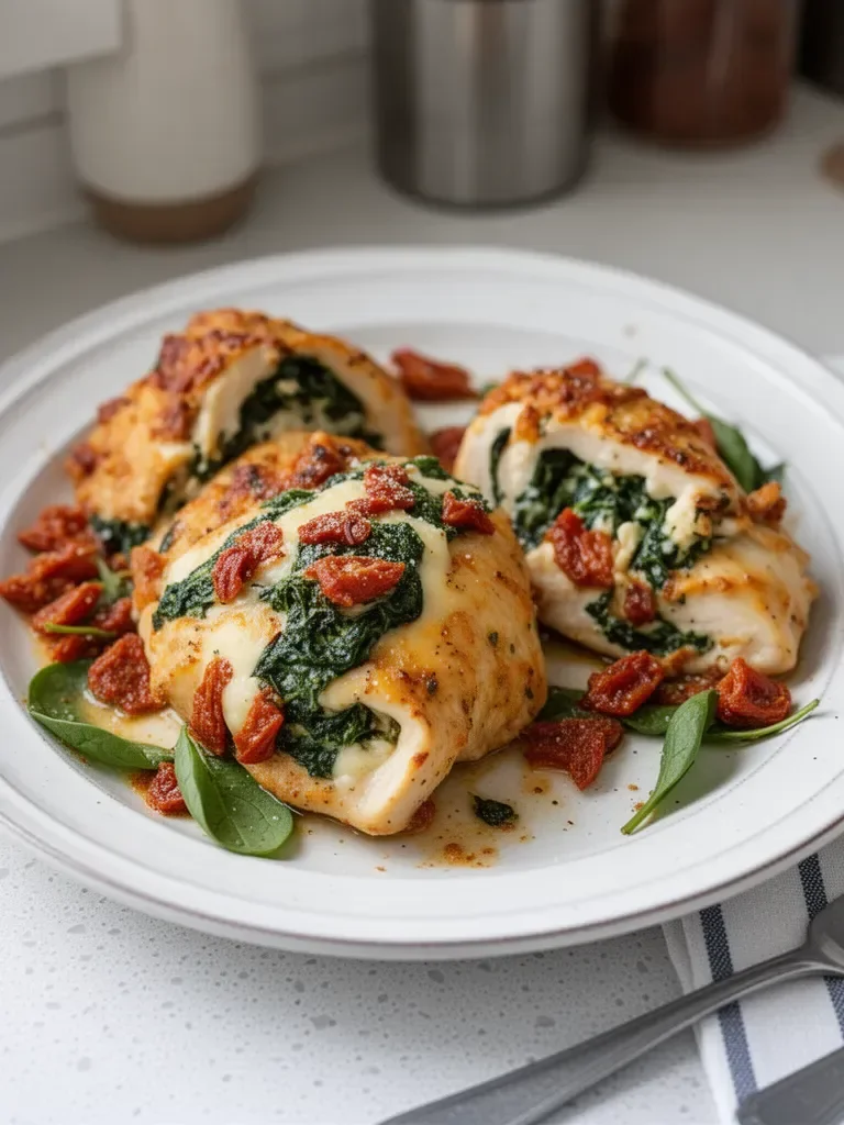 Sundried Tomato, Spinach and Cheese Stuffed Chicken Recipe