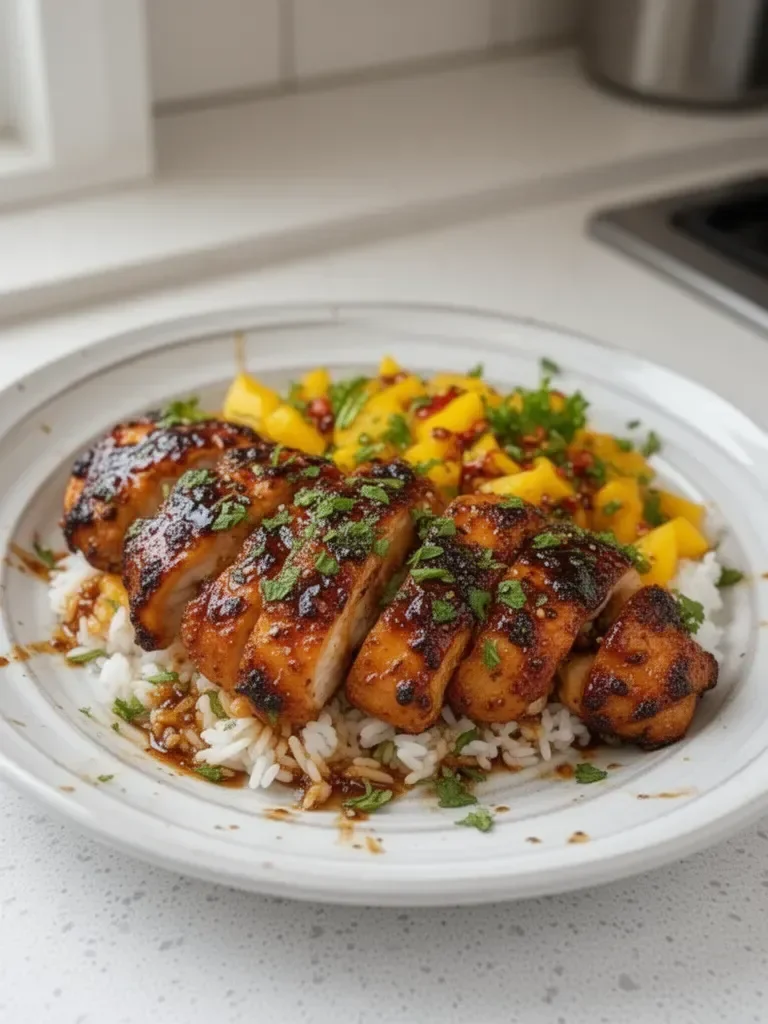 Sweet & Savory Asian Mango Glazed Chicken Twists