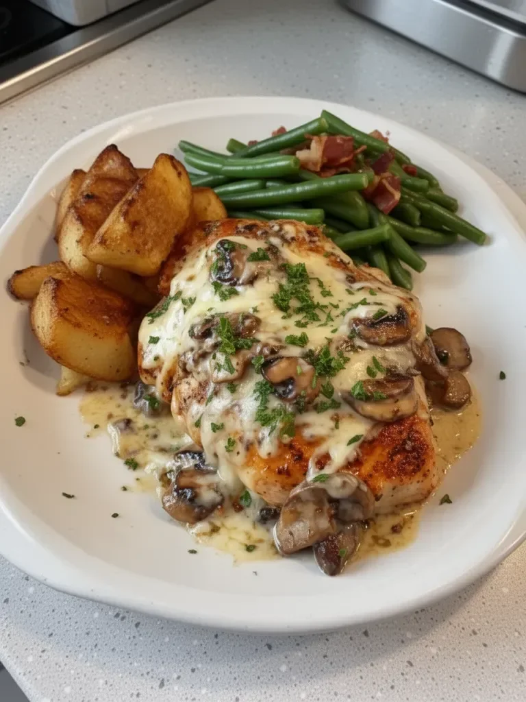Texas Roadhouse Smothered Chicken topped with savory sauces and cheese.