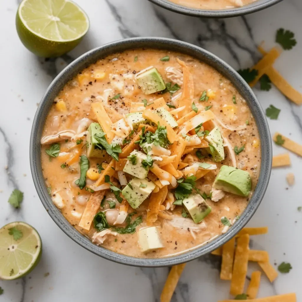 Bowls of delicious White Chicken Chili topped with cilantro and sour cream