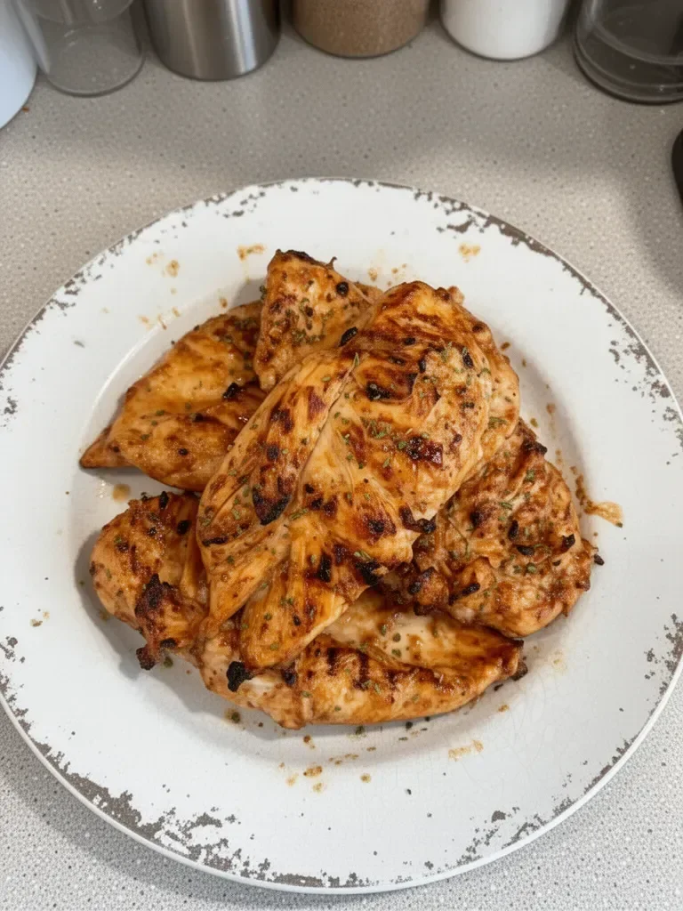 Plate of wicked awesome chicken dishes served with colorful vegetables