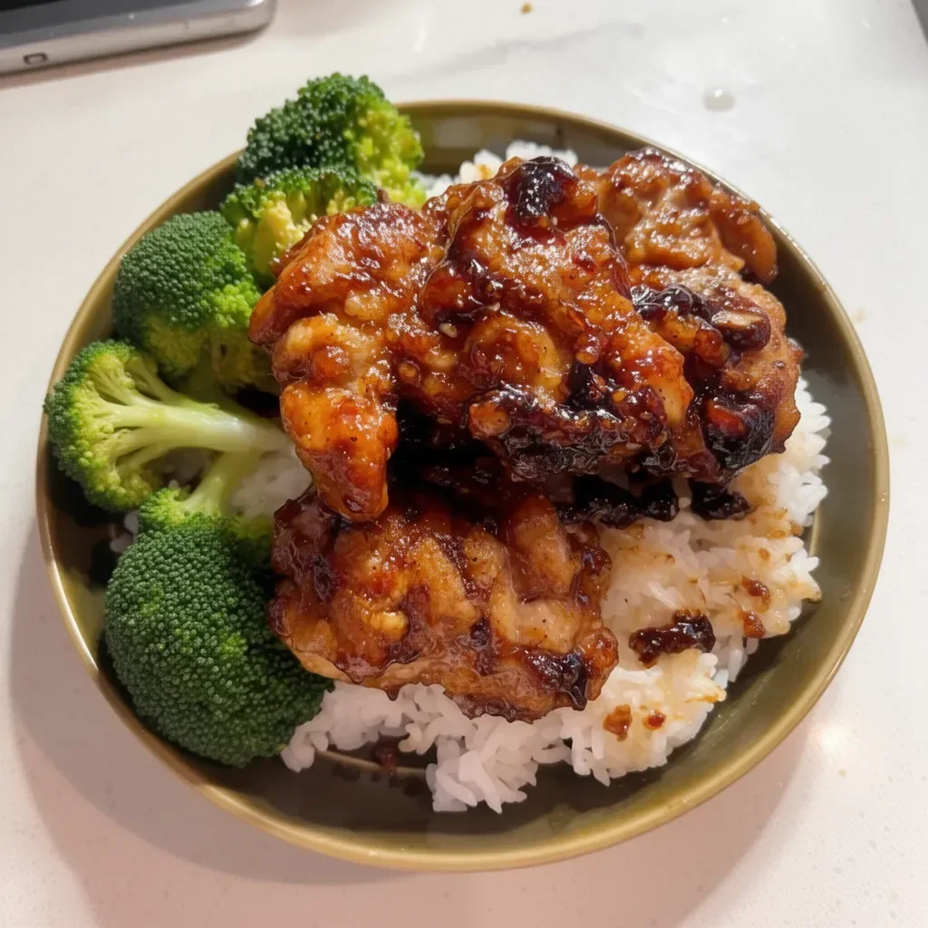 20-minute pan-fried Korean soy garlic chicken thighs on a plate