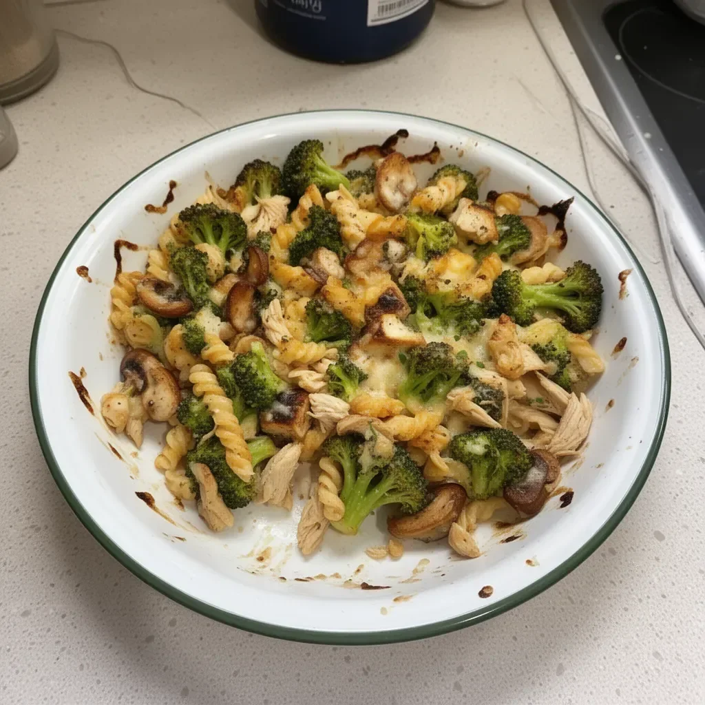 Delicious Broccoli Chicken Casserole served in a baking dish.