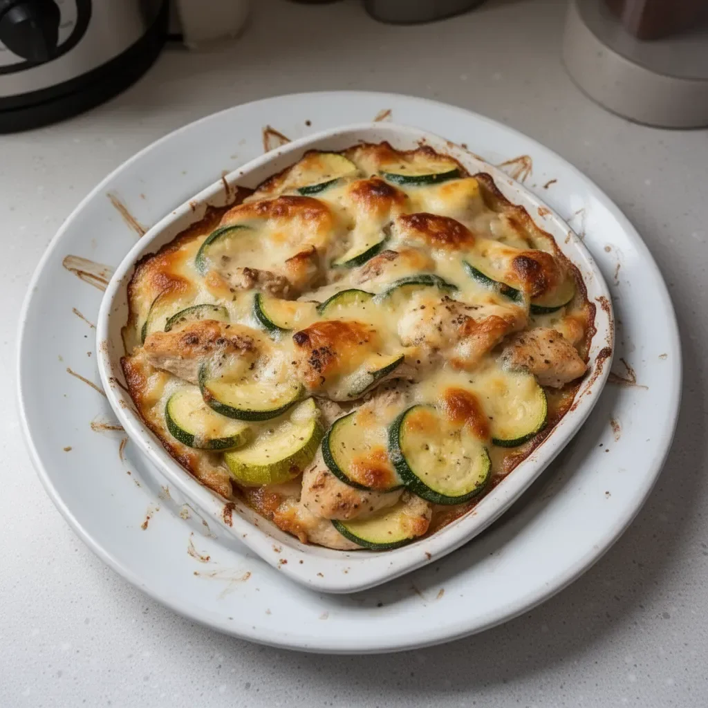 Delicious Chicken Zucchini Bake with tender chicken and fresh vegetables