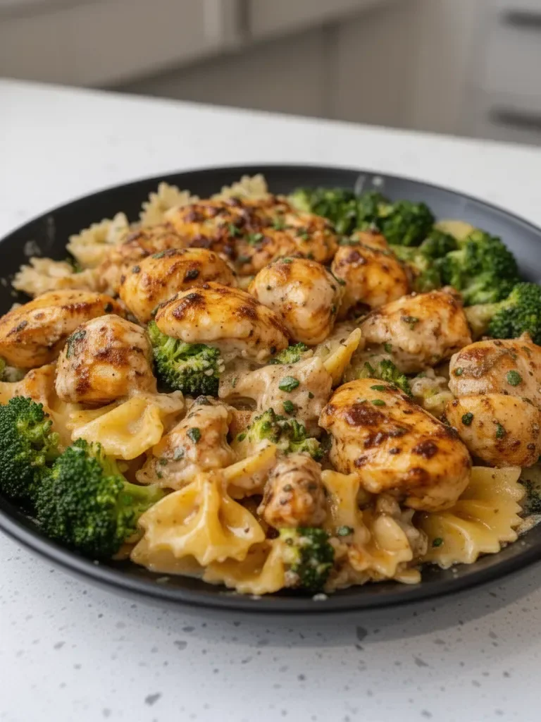 Cowboy Butter Lemon Bowtie Chicken with Broccoli