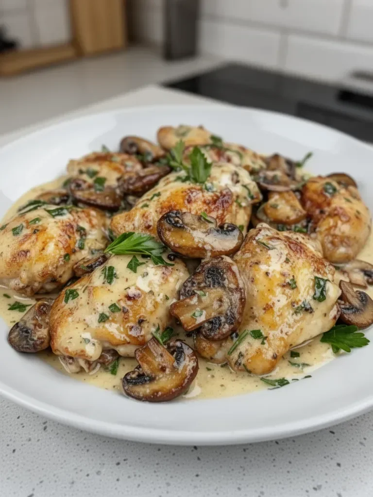 Creamy Garlic Mushroom Chicken Thighs