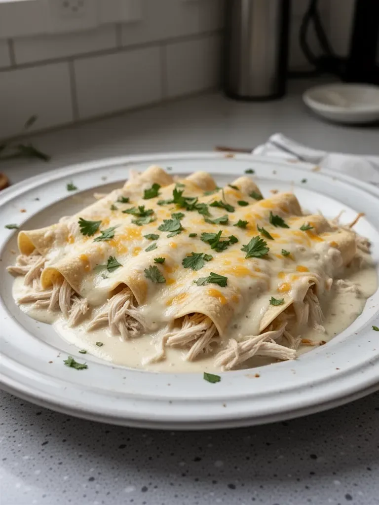 Creamy White Chicken Enchiladas