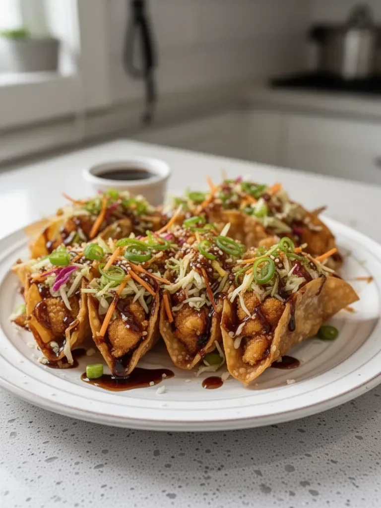 Crispy Chicken Wonton Tacos Recipe with Perfect Teriyaki Glaze