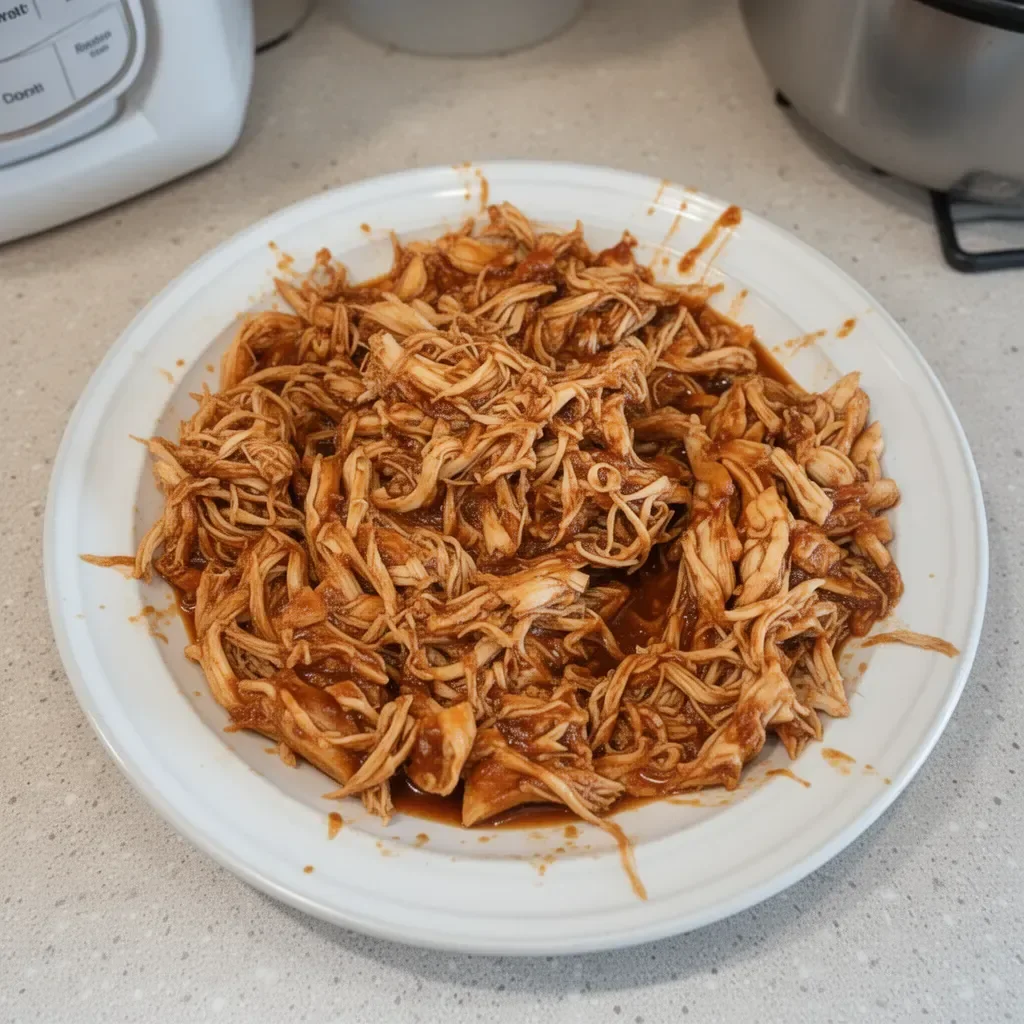 Deliciously cooked Crockpot BBQ Chicken served with sides