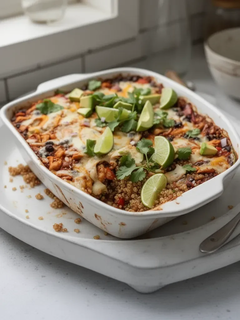 Easy Chicken Enchilada Quinoa Bake