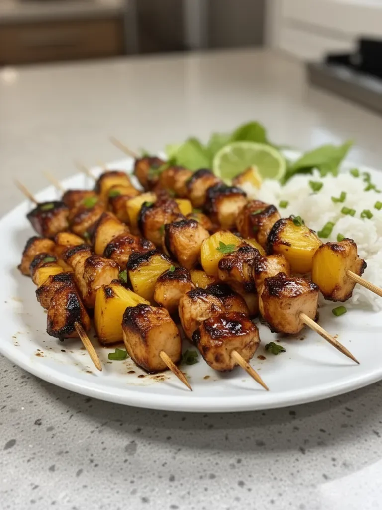 Easy Hawaiian Chicken Skewers