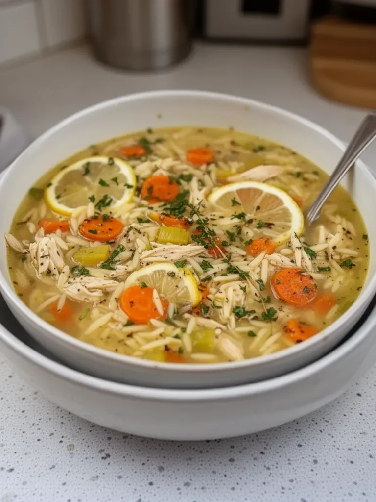 Greek-Inspired Lemon Chicken Orzo Soup