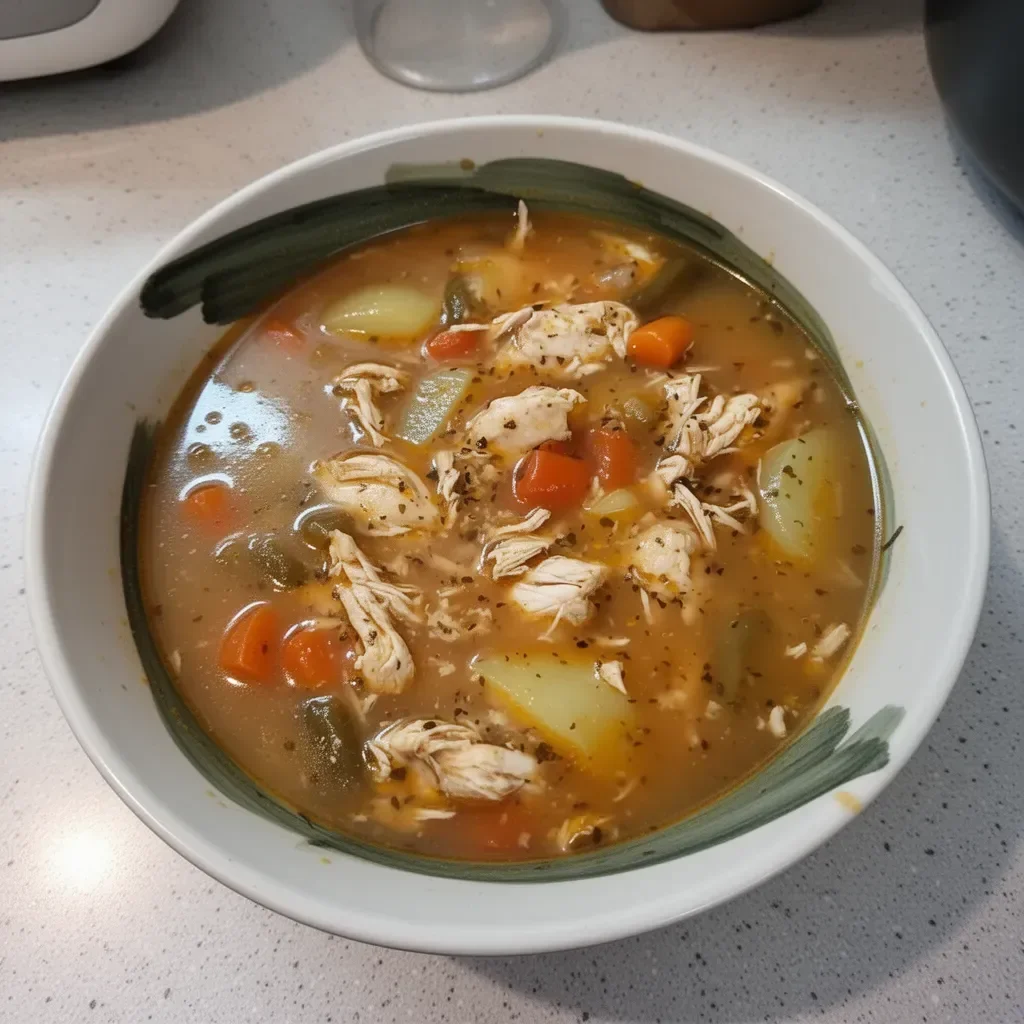 Delicious green chile stew with chicken served in a bowl