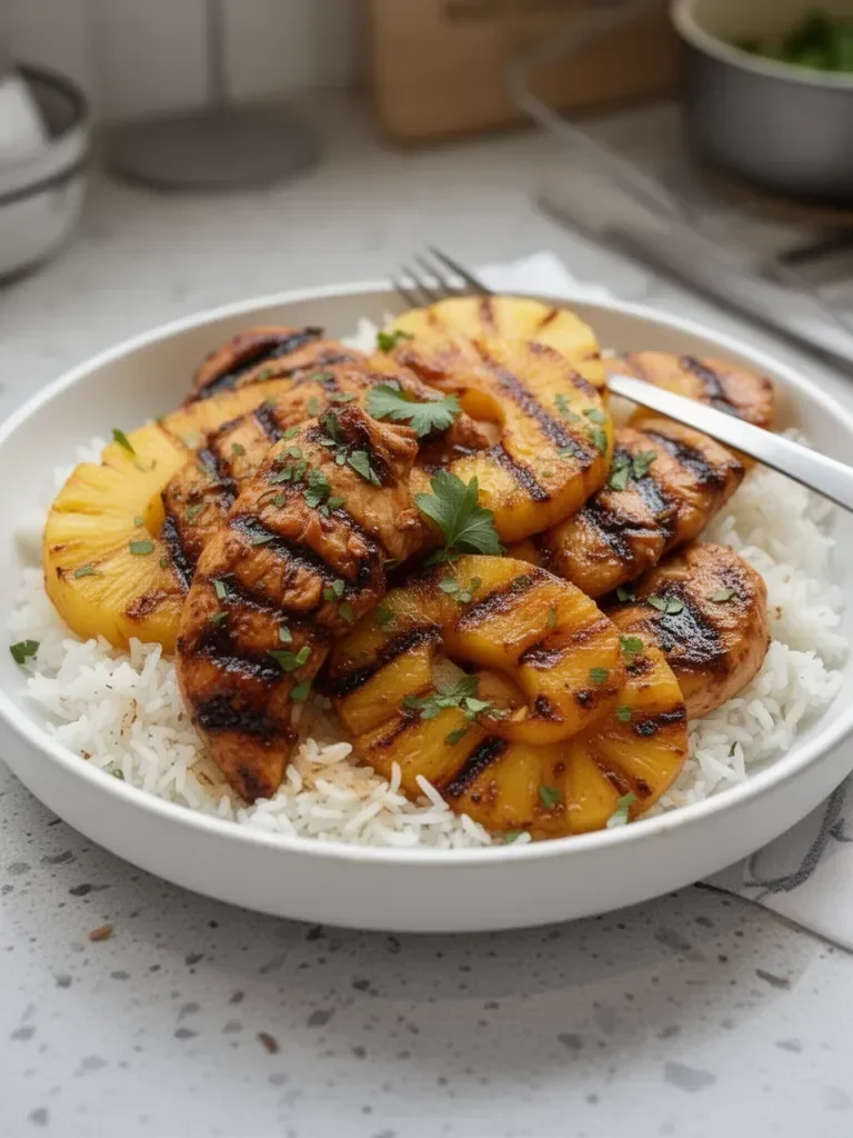 Hawaiian Chicken, Pineapple and Coconut Rice